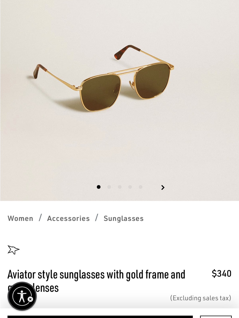 Golden Goose Gold Frame Sunglasses with Dark Green Lenses